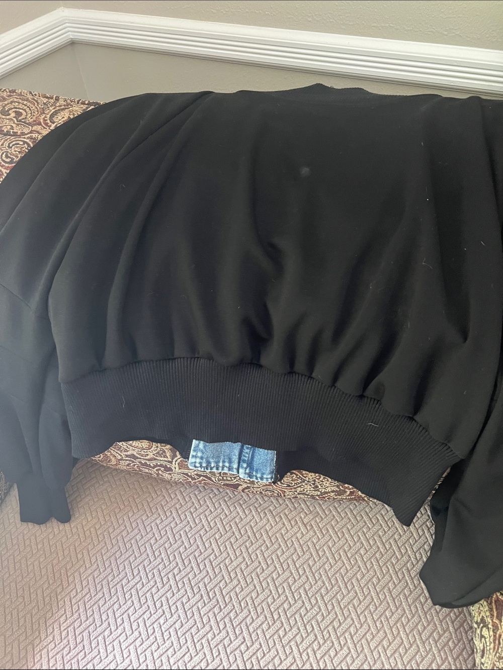 NWOT Denim jacket with black sweat shirt sleeves, size 2X - Picture 6 of 10